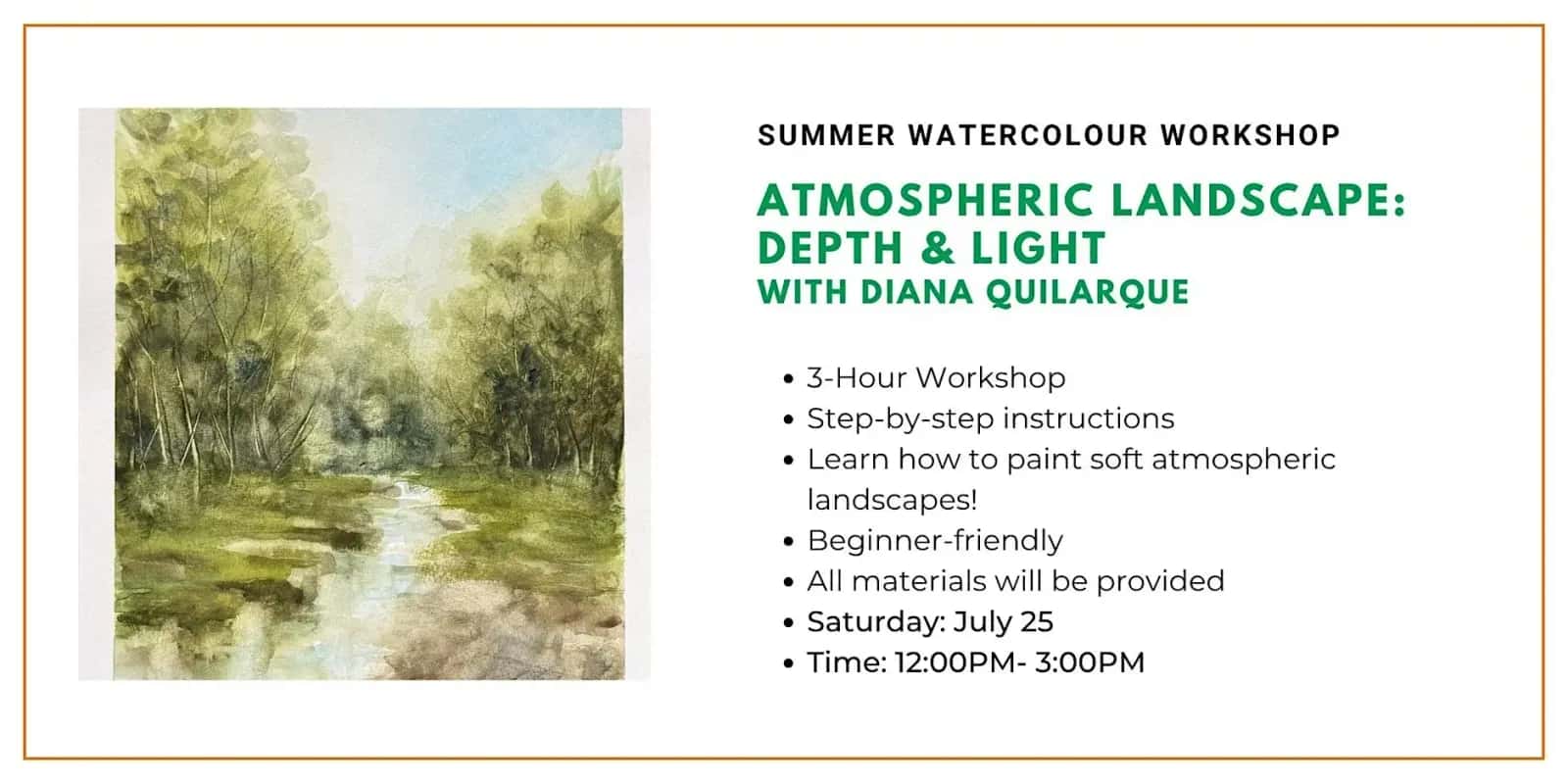 Summer Watercolour Workshop- Atmospheric Landscape: Depth & Light