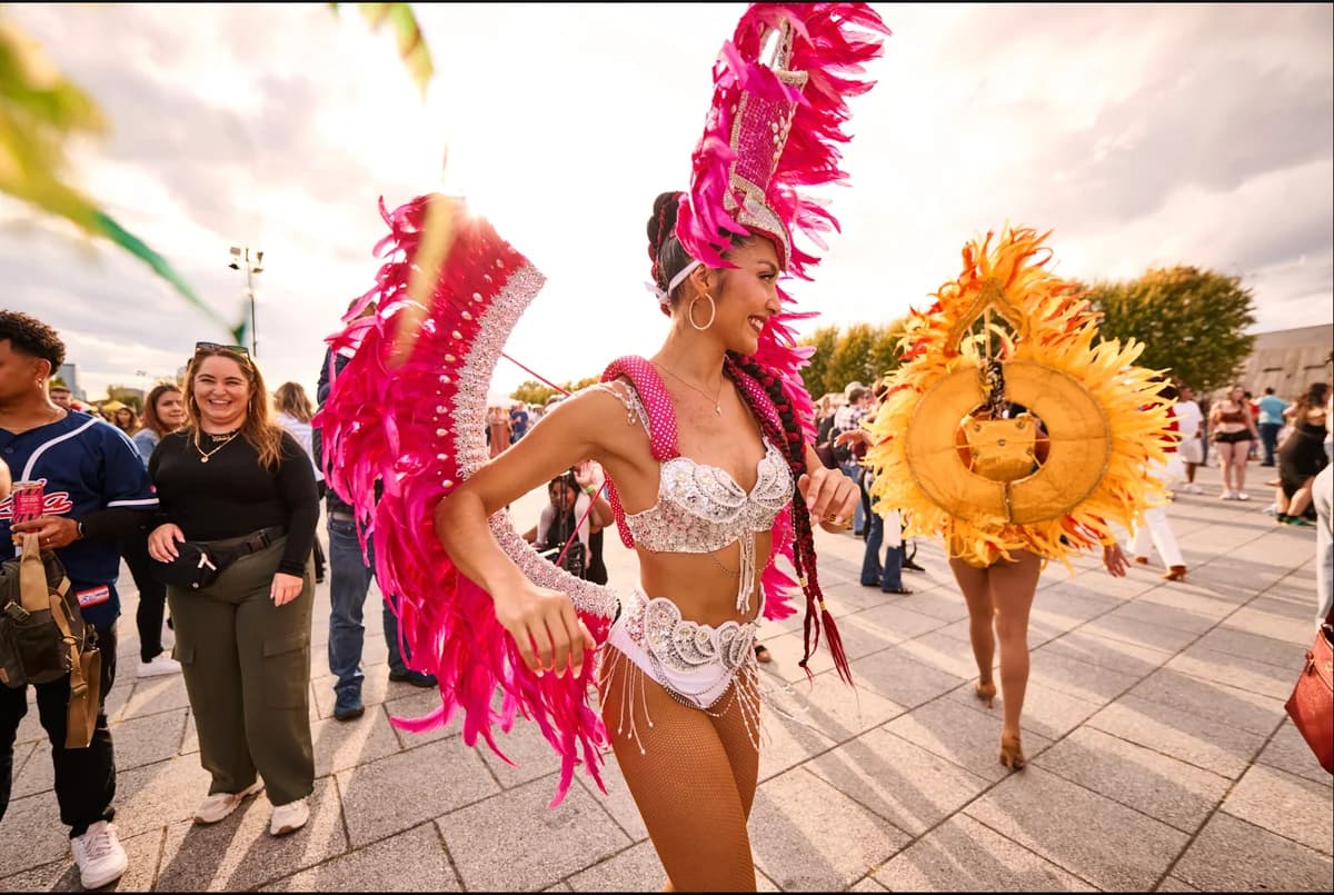 Costumed dancer at the Latin Sparks Festival