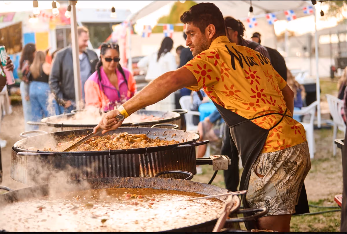 Latin street food being cooked at the festival