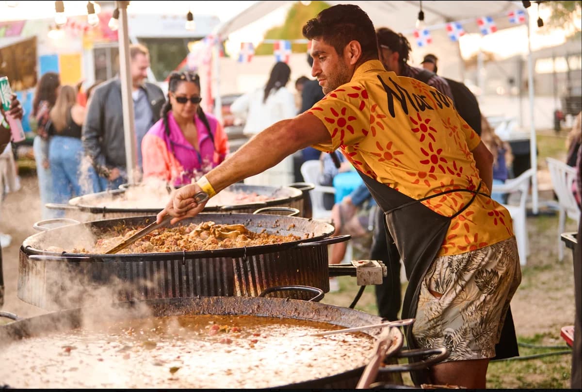 Latin street food being cooked at the festival