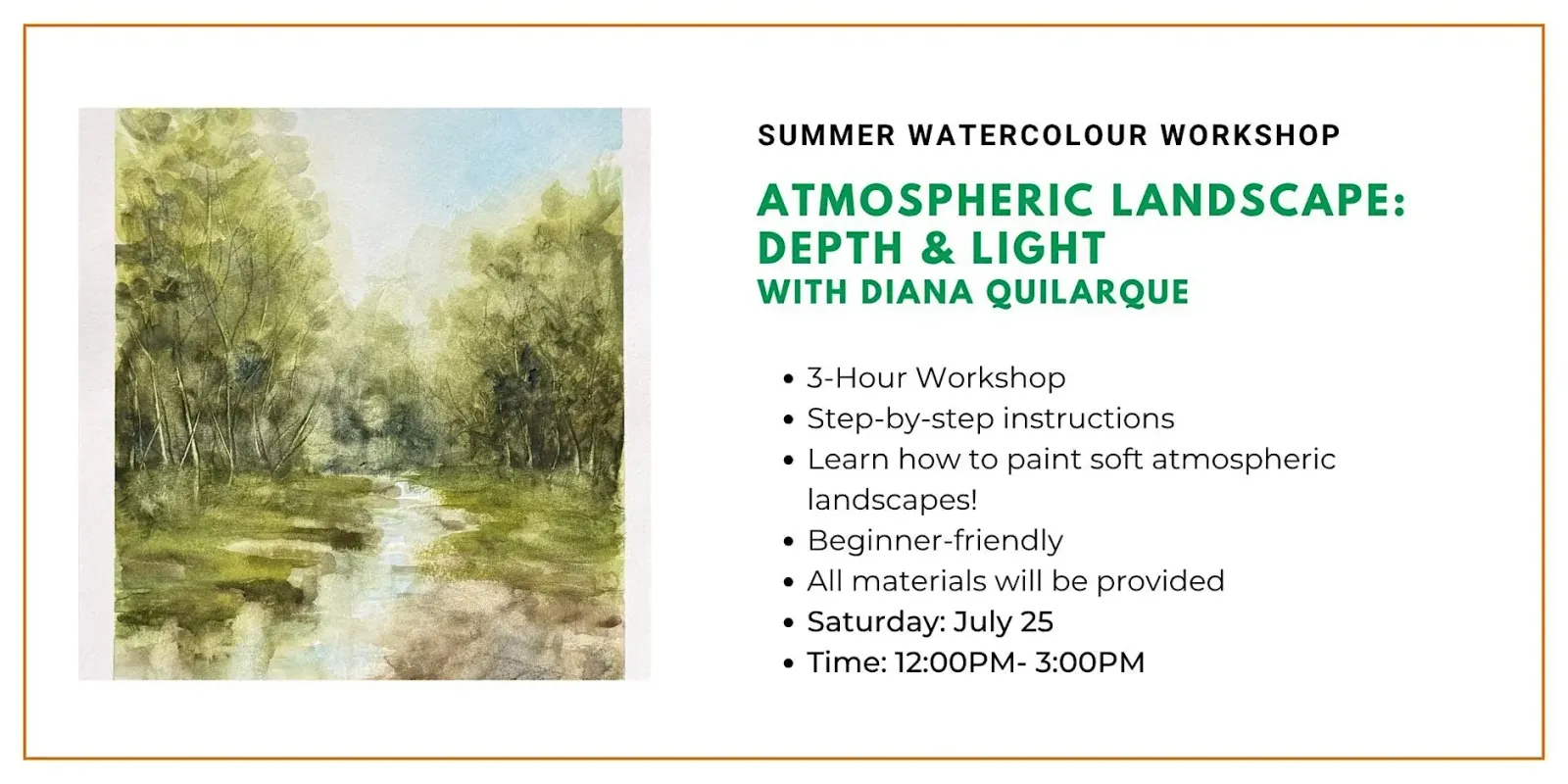 Summer Watercolour Workshop- Atmospheric Landscape: Depth & Light
