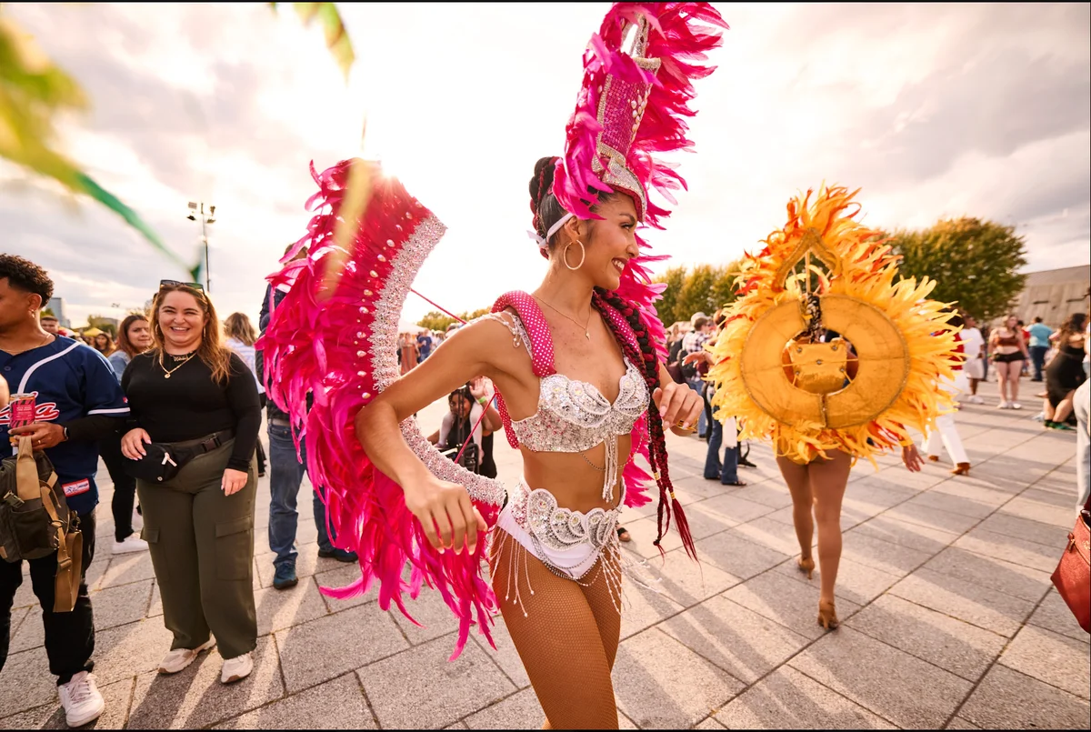 Costumed dancer at the Latin Sparks Festival