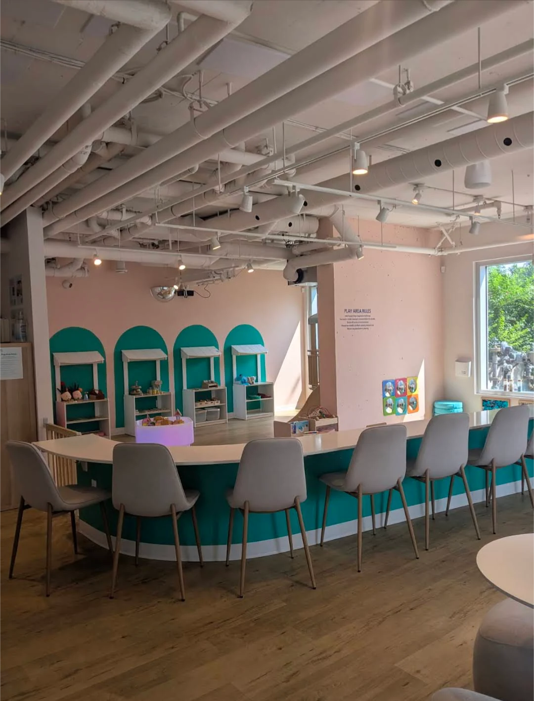 Cafe seating and play area at Bean Bag Play Cafe